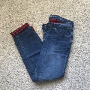 Flannel lined boyfriend jeans